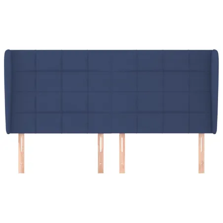 Tête de lit avec oreilles Bleu 163x23x118/128 cm Tissu