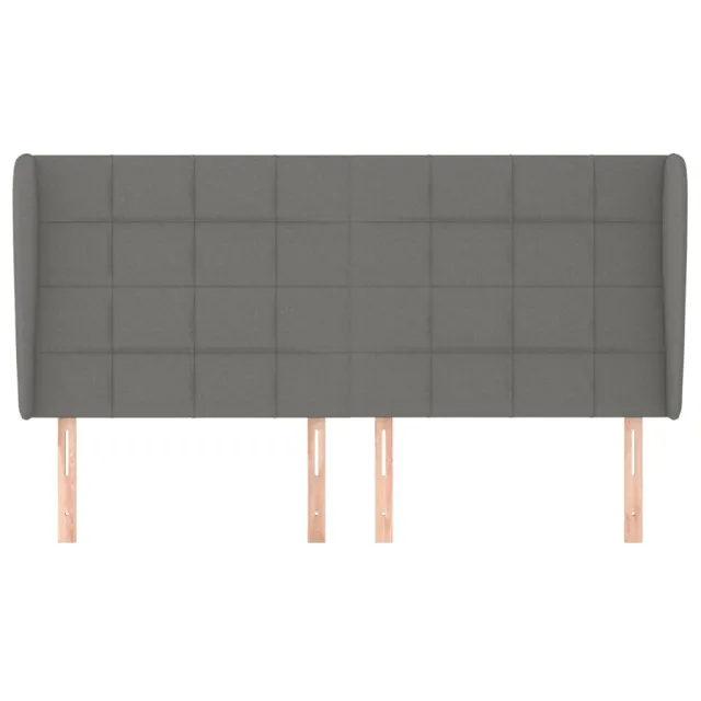 Tête de lit avec oreilles Gris foncé 183x23x118/128 cm Tissu