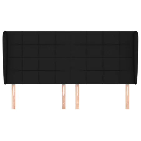 Tête de lit avec oreilles Noir 183x23x118/128 cm Tissu