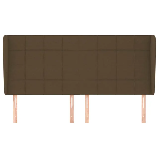 Tête de lit avec oreilles Marron foncé 183x23x118/128 cm Tissu