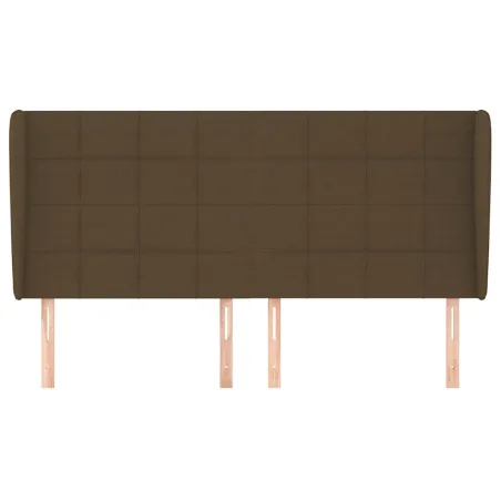 Tête de lit avec oreilles Marron foncé 183x23x118/128 cm Tissu