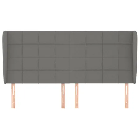 Tête de lit avec oreilles Gris foncé 203x23x118/128 cm Tissu