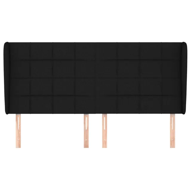 Tête de lit avec oreilles Noir 203x23x118/128 cm Tissu