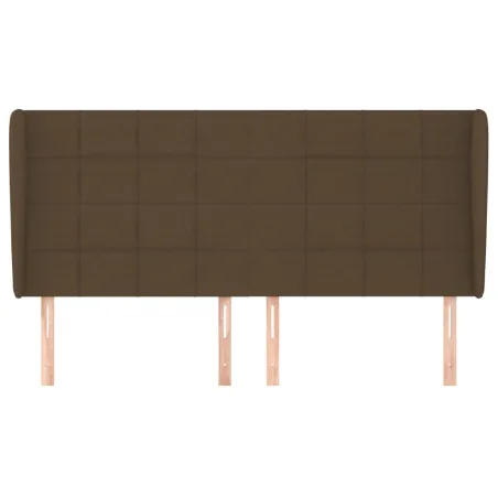 Tête de lit avec oreilles Marron foncé 203x23x118/128 cm Tissu