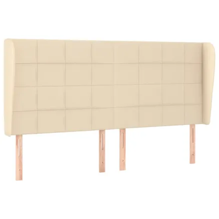 Tête de lit avec oreilles Crème 203x23x118/128 cm Tissu 2