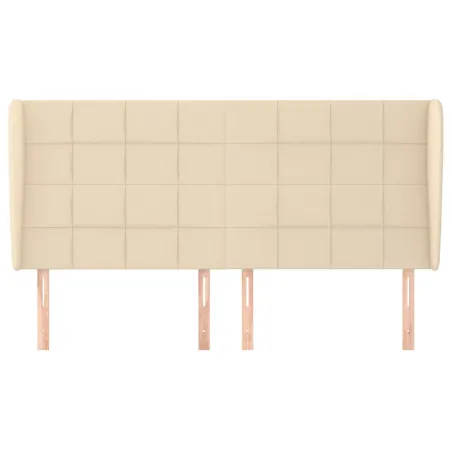 Tête de lit avec oreilles Crème 203x23x118/128 cm Tissu