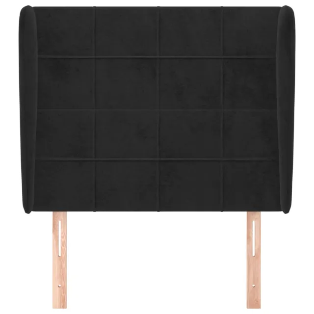 Tête de lit avec oreilles Noir 83x23x118/128 cm Velours