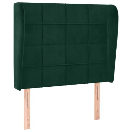 Tête de lit avec oreilles Vert foncé 83x23x118/128 cm Velours 2