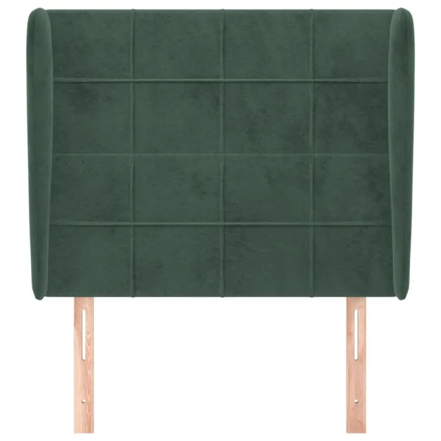 Tête de lit avec oreilles Vert foncé 83x23x118/128 cm Velours