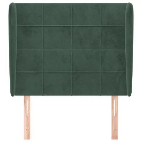 Tête de lit avec oreilles Vert foncé 83x23x118/128 cm Velours