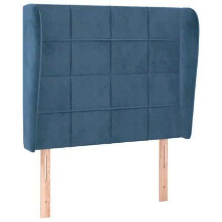 Tête de lit avec oreilles Bleu foncé 83x23x118/128 cm Velours 2