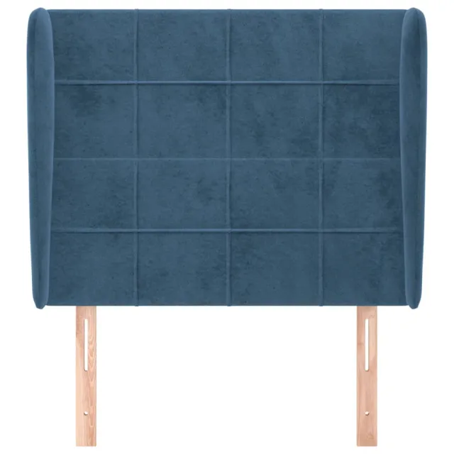 Tête de lit avec oreilles Bleu foncé 83x23x118/128 cm Velours