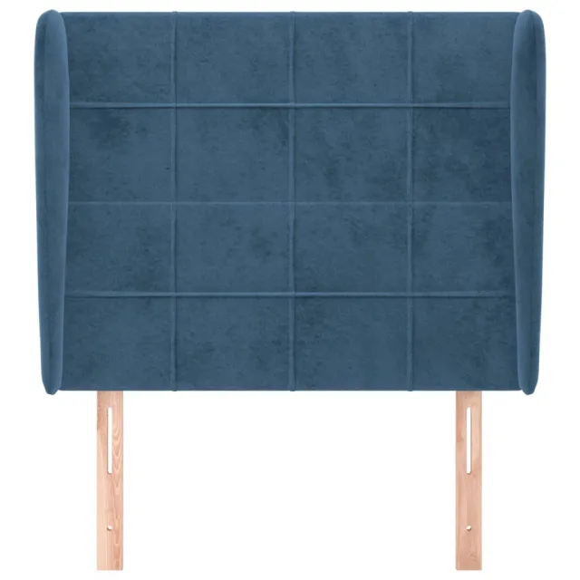 Tête de lit avec oreilles Bleu foncé 93x23x118/128 cm Velours