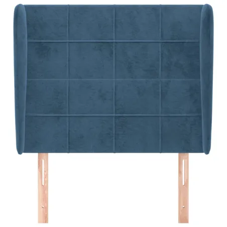 Tête de lit avec oreilles Bleu foncé 93x23x118/128 cm Velours