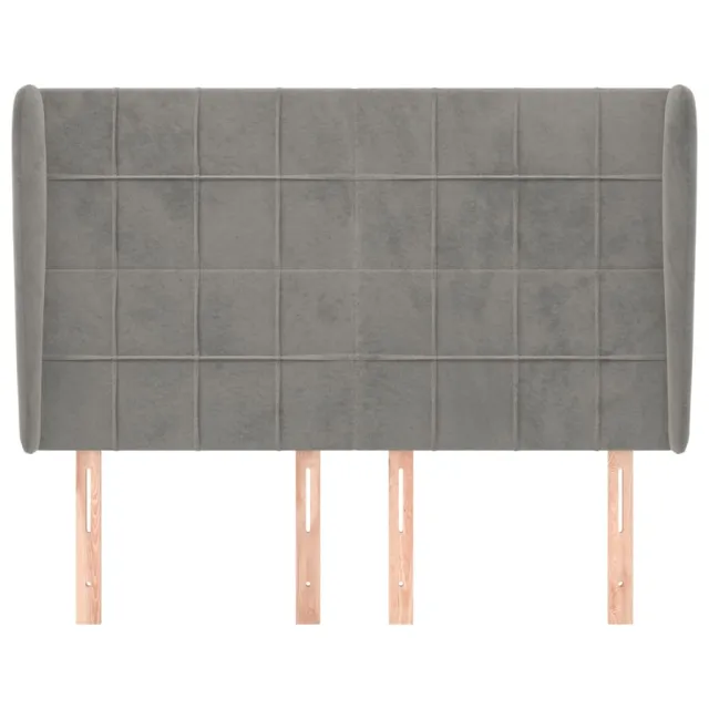 Tête de lit avec oreilles Gris clair 147x23x118/128 cm Velours