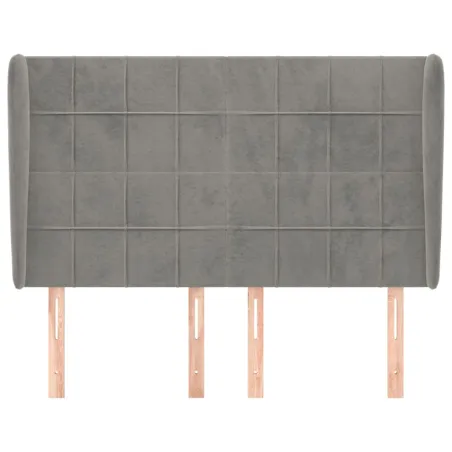 Tête de lit avec oreilles Gris clair 147x23x118/128 cm Velours