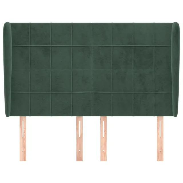 Tête de lit avec oreilles Vert foncé 147x23x118/128 cm Velours