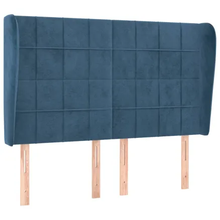 Tête de lit avec oreilles Bleu foncé 147x23x118/128 cm Velours 2