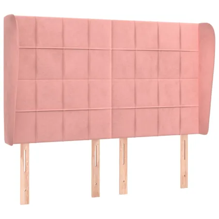 Tête de lit avec oreilles Rose 147x23x118/128 cm Velours