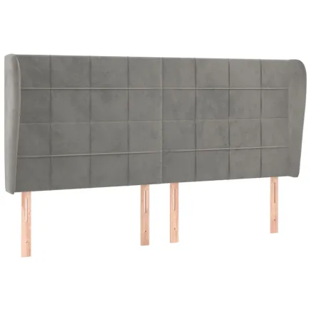 Tête de lit avec oreilles Gris clair 163x23x118/128 cm Velours 2