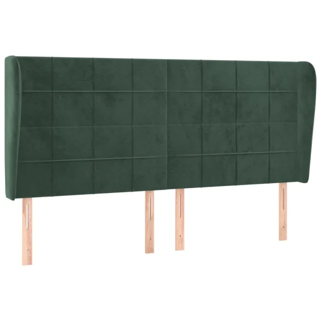 Tête de lit avec oreilles Vert foncé 163x23x118/128 cm Velours
