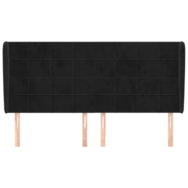 Tête de lit avec oreilles Noir 183x23x118/128 cm Velours