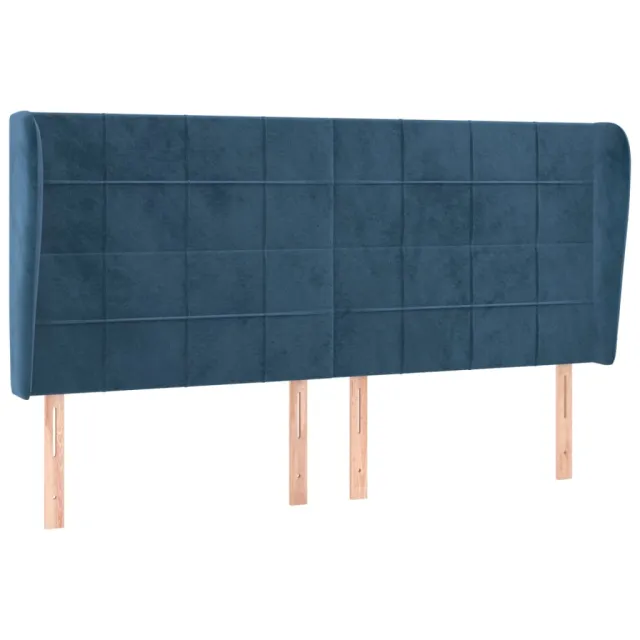 Tête de lit avec oreilles Bleu foncé 183x23x118/128 cm Velours