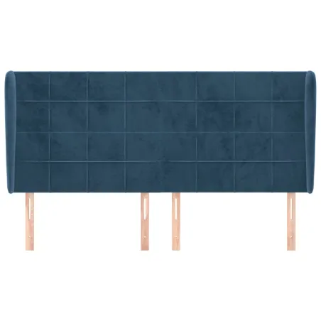 Tête de lit avec oreilles Bleu foncé 183x23x118/128 cm Velours