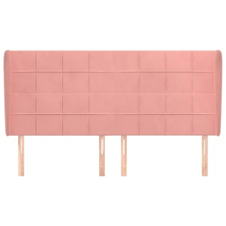 Tête de lit avec oreilles Rose 183x23x118/128 cm Velours