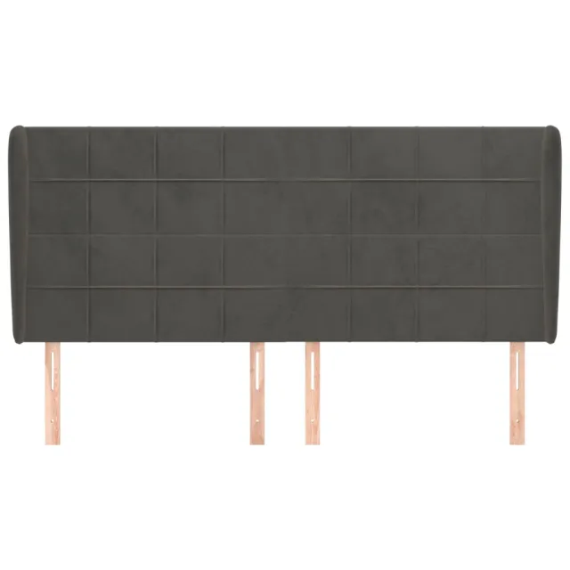 Tête de lit avec oreilles Gris foncé 203x23x118/128 cm Velours