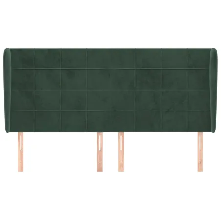 Tête de lit avec oreilles Vert foncé 203x23x118/128 cm Velours