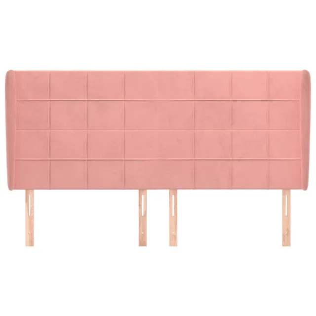 Tête de lit avec oreilles Rose 203x23x118/128 cm Velours