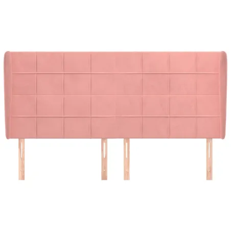 Tête de lit avec oreilles Rose 203x23x118/128 cm Velours