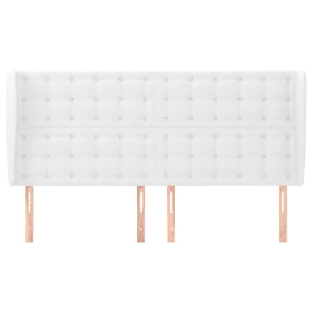 Tête de lit avec oreilles Blanc 203x23x118/128 cm Similicuir