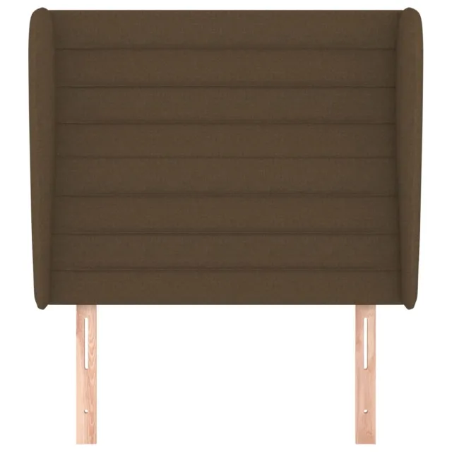 Tête de lit avec oreilles Marron foncé 83x23x118/128 cm Tissu