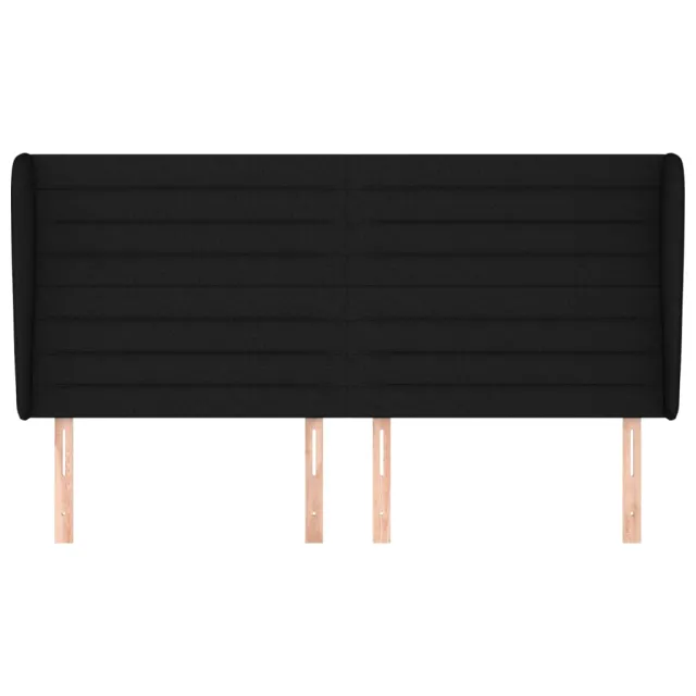 Tête de lit avec oreilles Noir 163x23x118/128 cm Tissu