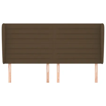 Tête de lit avec oreilles Marron foncé 163x23x118/128 cm Tissu