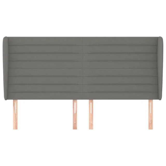 Tête de lit avec oreilles Gris foncé 183x23x118/128 cm Tissu