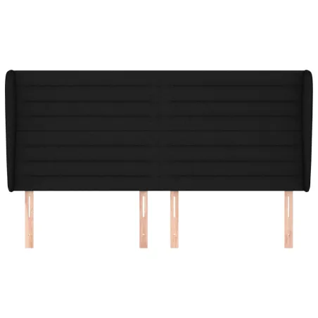 Tête de lit avec oreilles Noir 183x23x118/128 cm Tissu