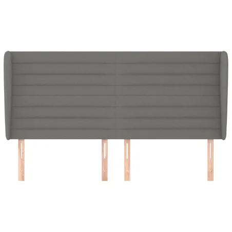 Tête de lit avec oreilles Gris foncé 203x23x118/128 cm Tissu