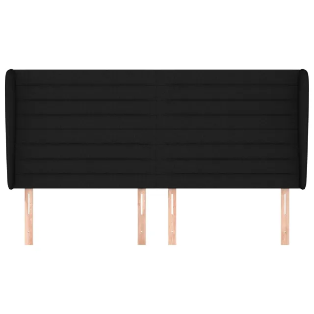 Tête de lit avec oreilles Noir 203x23x118/128 cm Tissu