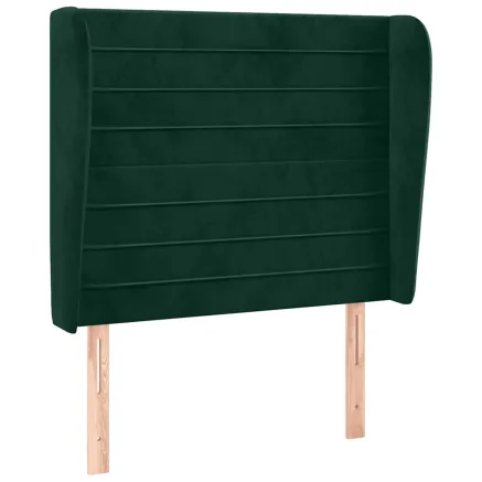 Tête de lit avec oreilles Vert foncé 83x23x118/128 cm Velours 2