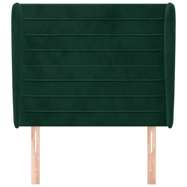 Tête de lit avec oreilles Vert foncé 83x23x118/128 cm Velours