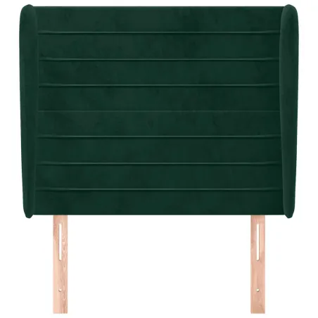 Tête de lit avec oreilles Vert foncé 83x23x118/128 cm Velours