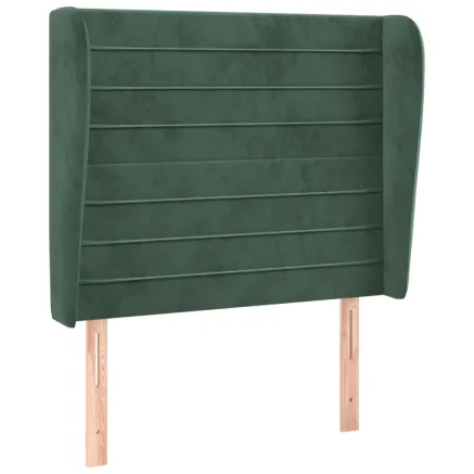 Tête de lit avec oreilles Vert foncé 93x23x118/128 cm Velours 2