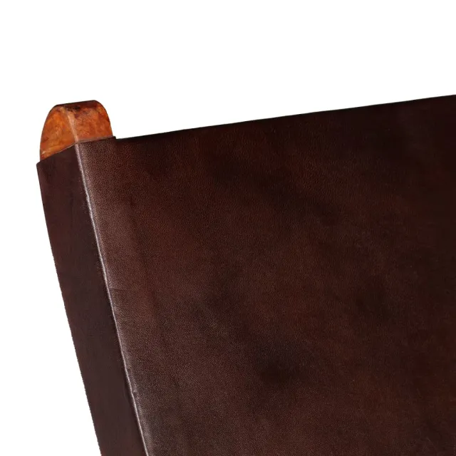 Chaise de relaxation pliable Marron Cuir véritable
