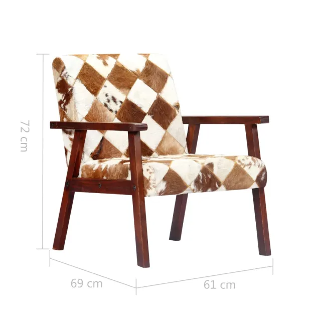 Fauteuil blanc et marron cuir véritable de chèvre