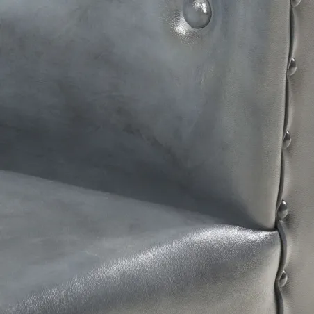 Chaise cabriolet Gris cuir véritable