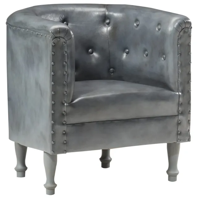 Chaise cabriolet Gris cuir véritable