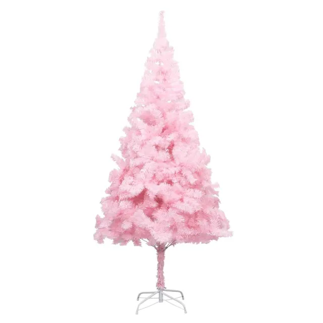 Arbre de Noël artificiel pré-éclairé et boules rose 210 cm PVC